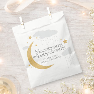 Moonbeams and baby dreams baby shower grey gold favour bags