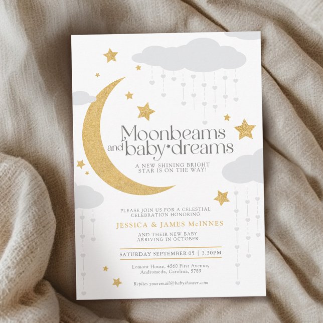 Moonbeams and baby dreams baby shower  invitation (Creator Uploaded)