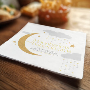 Moonbeams and baby dreams baby shower yellow napkin