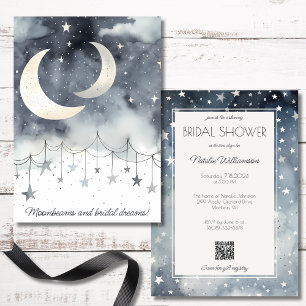 Moonbeams and Stars QR Code Bridal Shower  Invitation