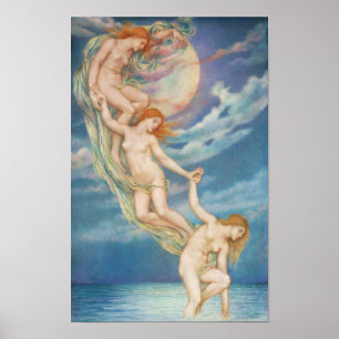 Moonbeams Dipping into the Sea Evelyn De Morgan Poster