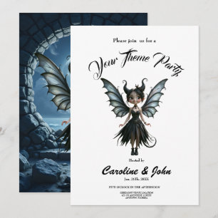 Moonborn Little Shadow, the Cute Gothic Fairy Invitation