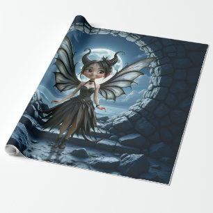 Moonborn Little Shadow, the Cute Gothic Fairy  Wrapping Paper
