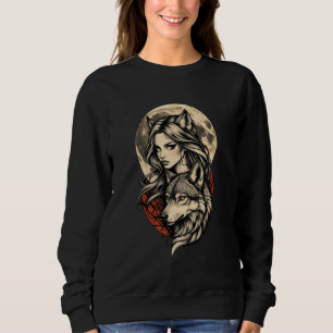 Moonbound Guardian She of the Wolf Moon Lunar Wolf Sweatshirt