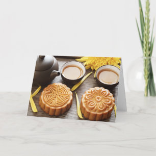 Mooncake and tea,Chinese mid autumn festival Card