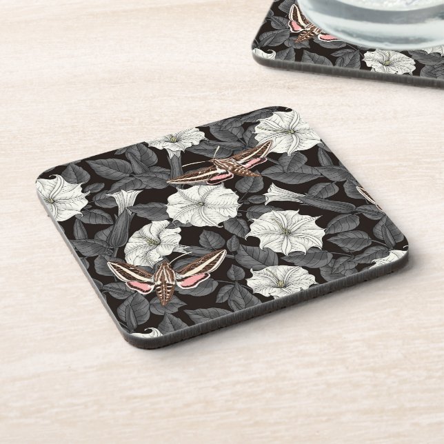 Moonflowers and sphinx moths 2 coaster (Left Side)