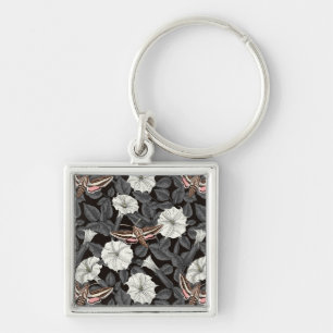Moonflowers and sphinx moths 2 key ring