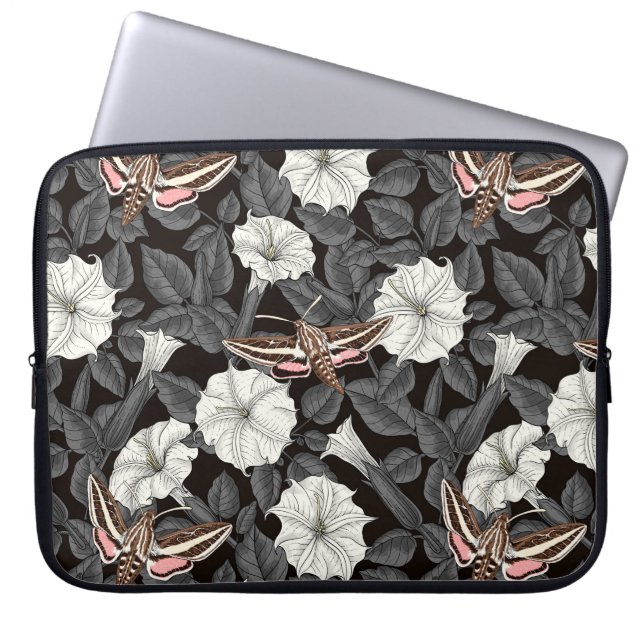 Moonflowers and sphinx moths 2 laptop sleeve (Front)