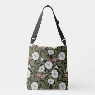 Moonflowers and sphinx moths crossbody bag