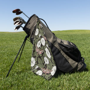 Moonflowers and sphinx moths golf towel