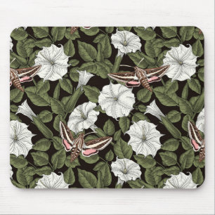 Moonflowers and sphinx moths mouse pad
