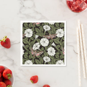Moonflowers and sphinx moths napkin