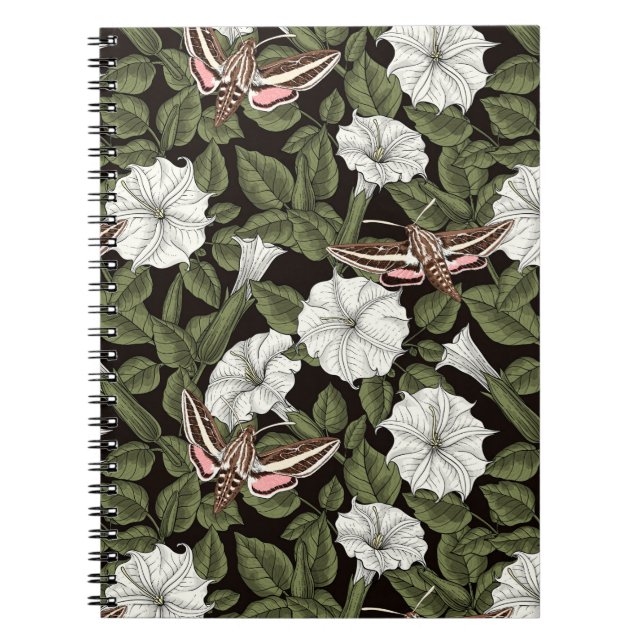 Moonflowers and sphinx moths notebook (Front)