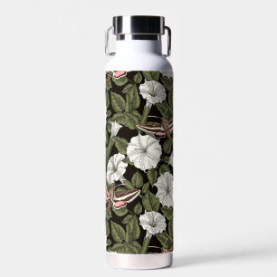 Moonflowers and sphinx moths water bottle