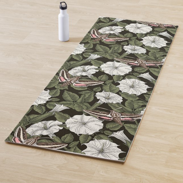 Moonflowers and sphinx moths yoga mat (In Situ)