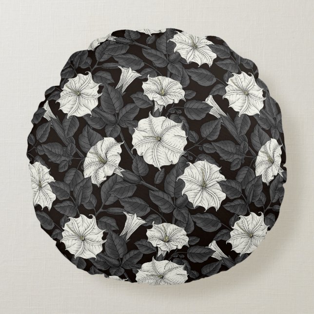 Moonflowers Throw Pillow (Front)