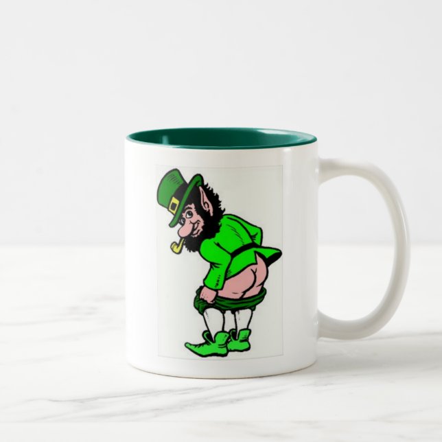 Mooning Leprechaun Two-Tone Coffee Mug (Right)