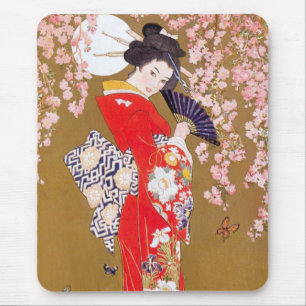 Moonlight and Cherry Blossoms Mouse Pad