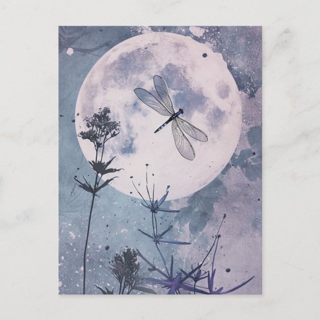 Moonlight and Dragonflies Postcard (Front)