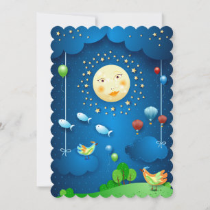Moonlight and flying fishes invitation