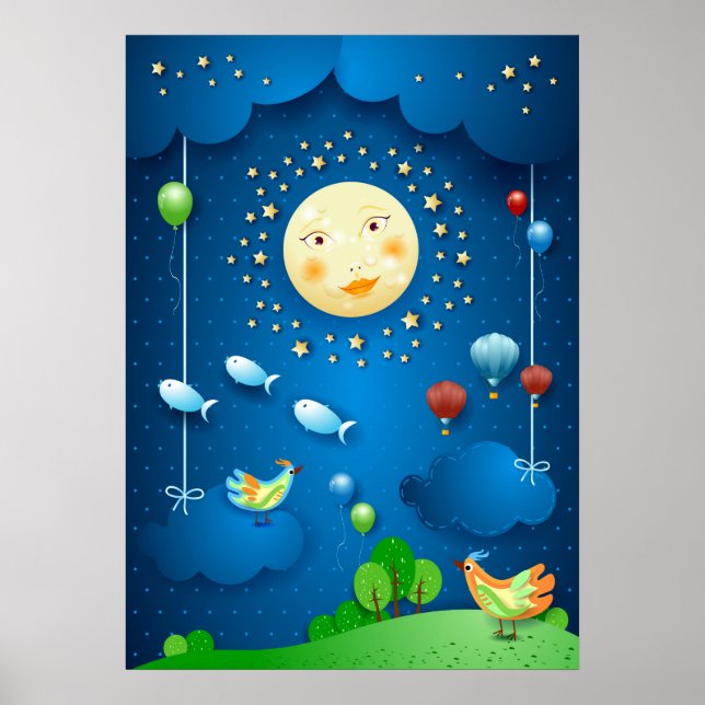 Moonlight and flying fishes poster (Front)