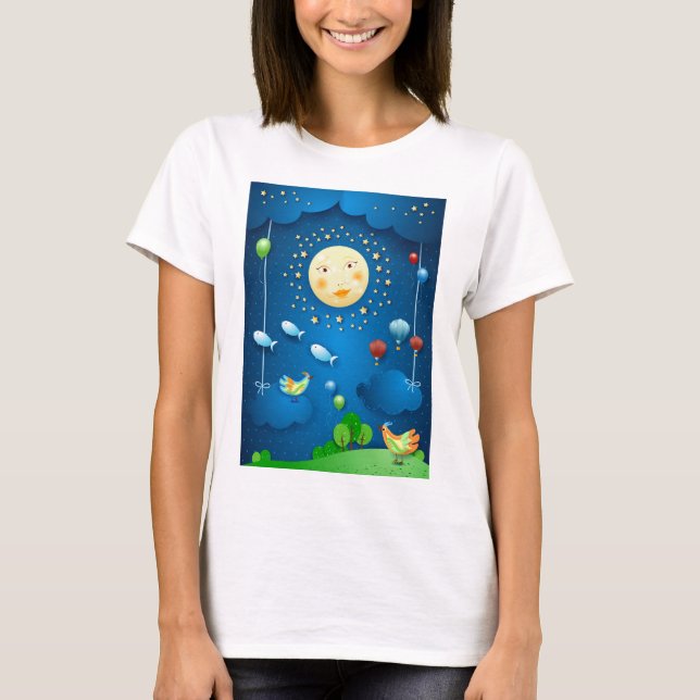 Moonlight and flying fishes T-Shirt (Front)
