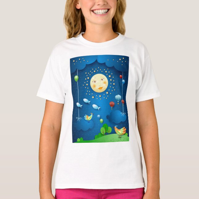 Moonlight and flying fishes T-Shirt (Front)