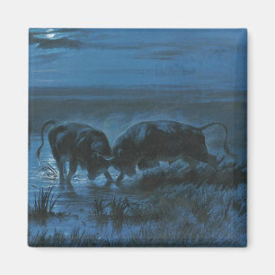 Moonlight Battle (Water Buffalo Fighting) Magnet