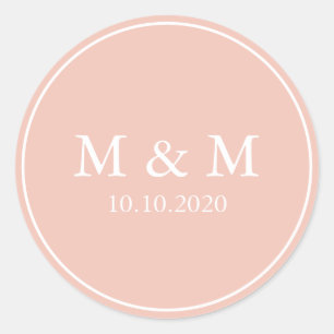 Moonlight Bloom   Wedding Classic Monogram Round Sticker