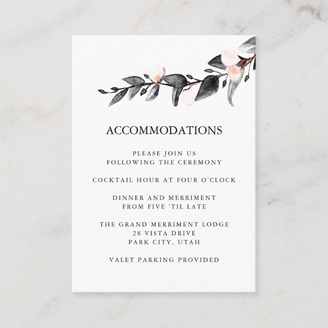 Moonlight Bloom | WEDDING Hotel Accommodation Enclosure Card (Front)