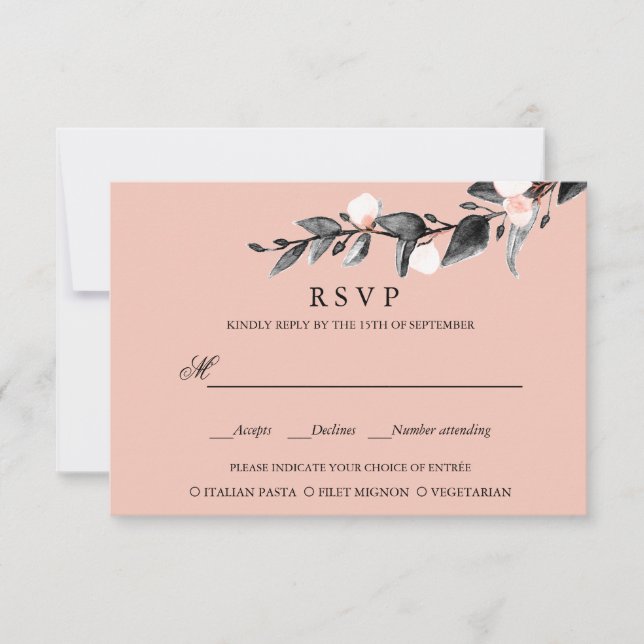 Moonlight Bloom | WEDDING RSVP MEAL CHOICE PINK (Front)
