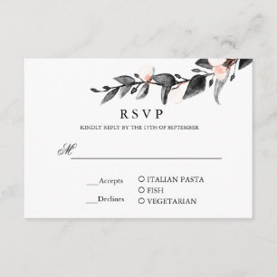 Moonlight Bloom   WEDDING RSVP MEAL SELECTION Card
