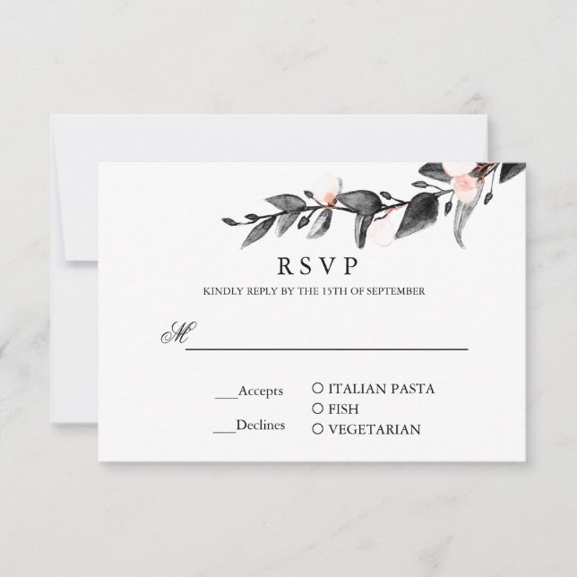 Moonlight Bloom | WEDDING RSVP MEAL SELECTION Card (Front)