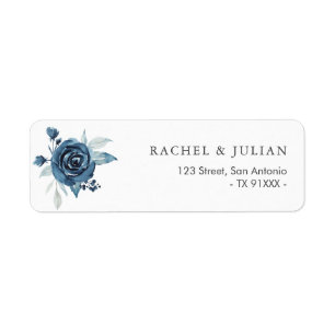 moonlight blue watercolor floral address