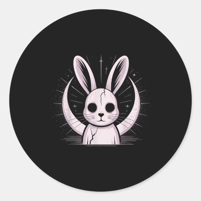 Moonlight Bunny Nge Alt Rabbit Horror Witch Moon C Classic Round Sticker (Front)