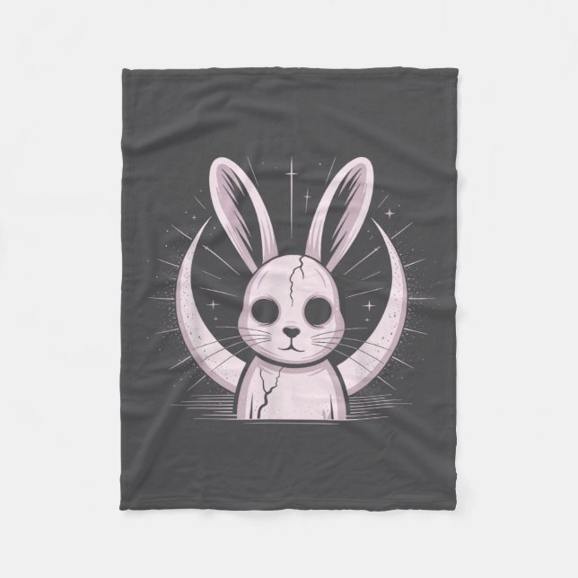 Moonlight Bunny Nge Alt Rabbit Horror Witch Moon C Fleece Blanket (Front)