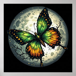 Moonlight Butterfly Poster