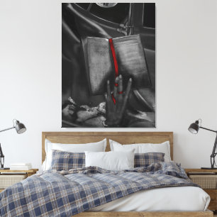 Moonlight Charcoal Book Lover Crimson Wall Art
