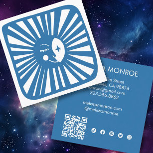 Moonlight Cute Charming Moon Social Media QR Code Square Business Card