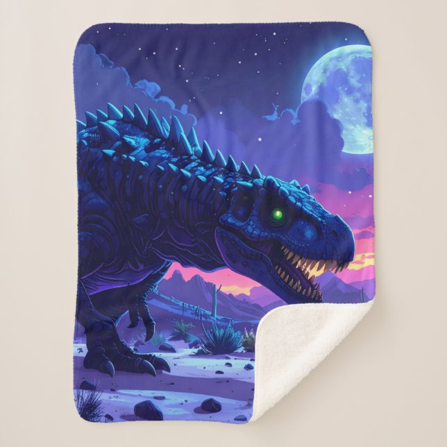 Moonlight Dino Sherpa Blanket (Front)