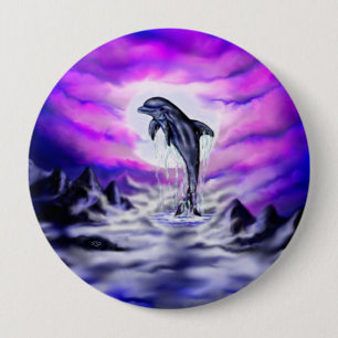 Moonlight Dolphin 10 Cm Round Badge