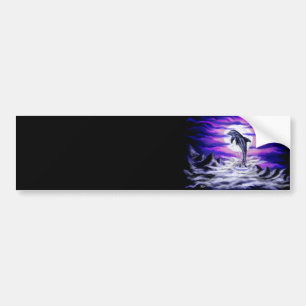 Moonlight Dolphin Bumper Sticker