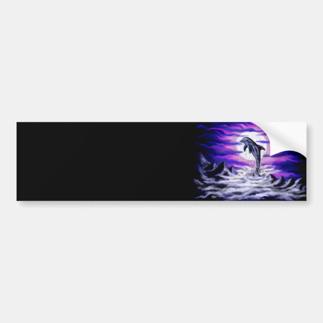 Moonlight Dolphin Bumper Sticker (Front)