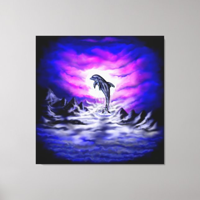 Moonlight Dolphin Canvas Print (Front)