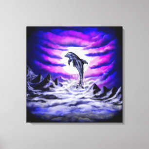 Moonlight Dolphin Canvas Print