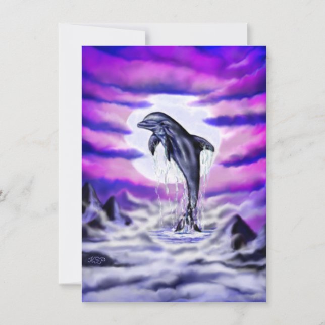 Moonlight Dolphin Card (Front)
