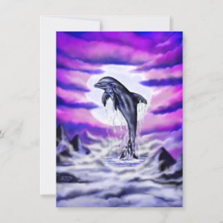 Moonlight Dolphin Card