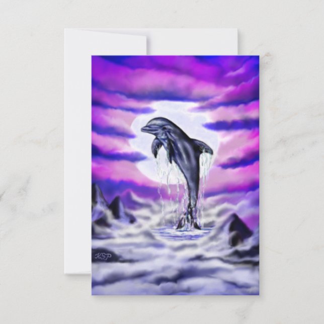 Moonlight Dolphin Card (Front)