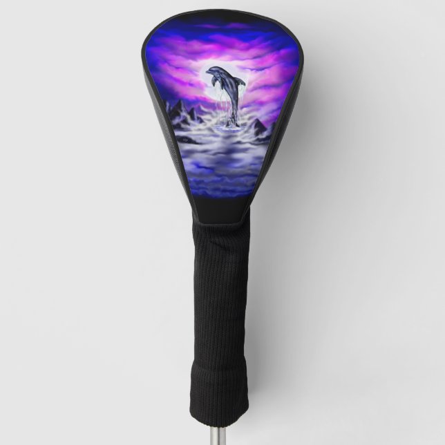 Moonlight Dolphin Golf Head Cover (Front)