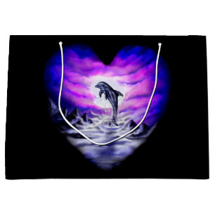 Moonlight Dolphin Heart Large Gift Bag